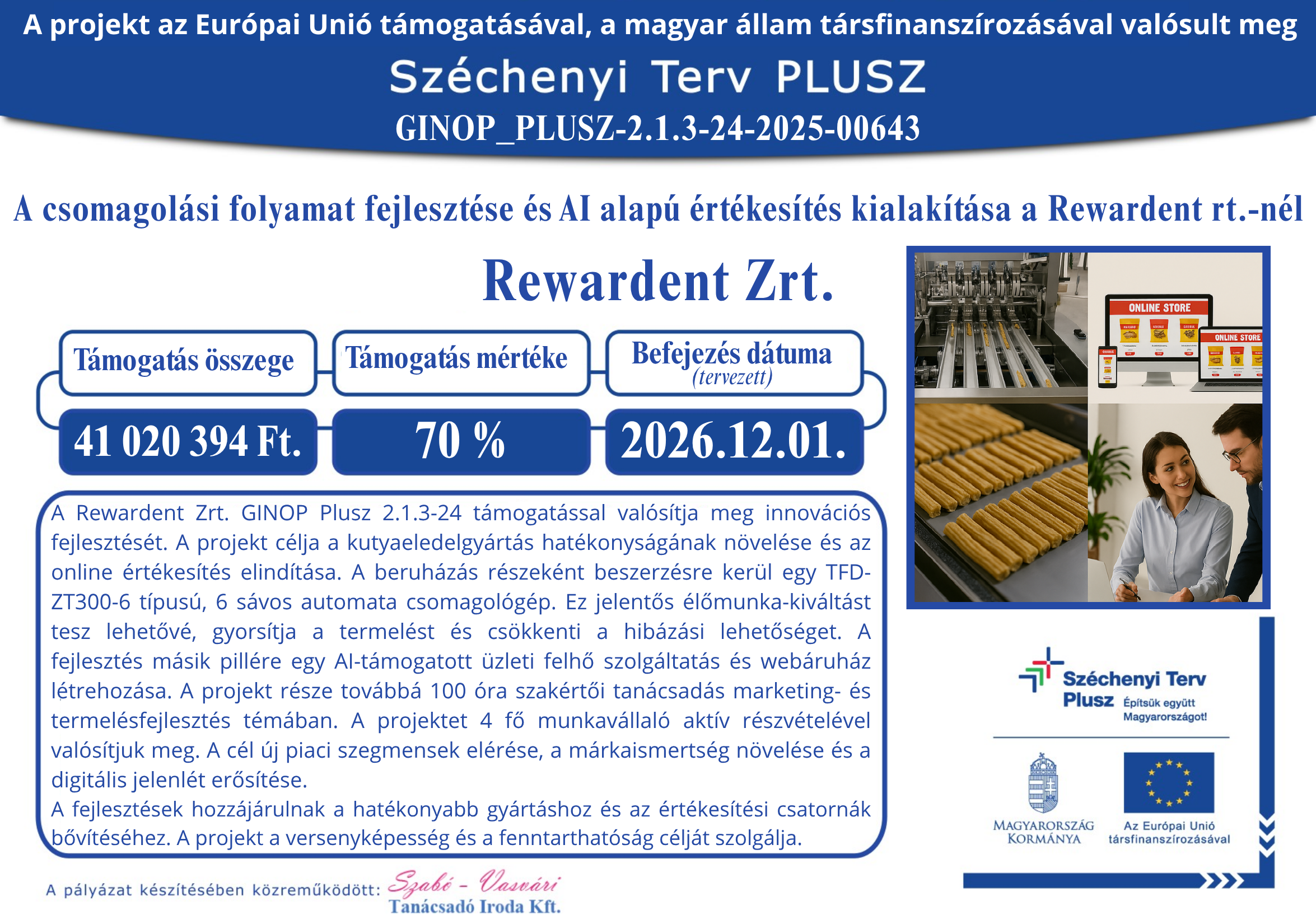 A GINOP_PLUSZ-2.1.3-24-2025-00643 azonosítójú projekt kedvezményezetti tájékoztatási táblája